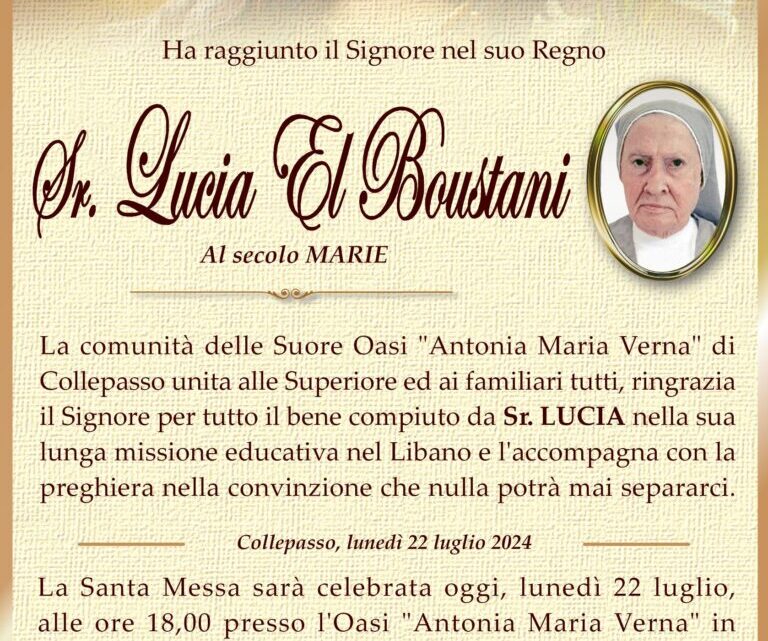 È morta Sr. Lucia El Boustani