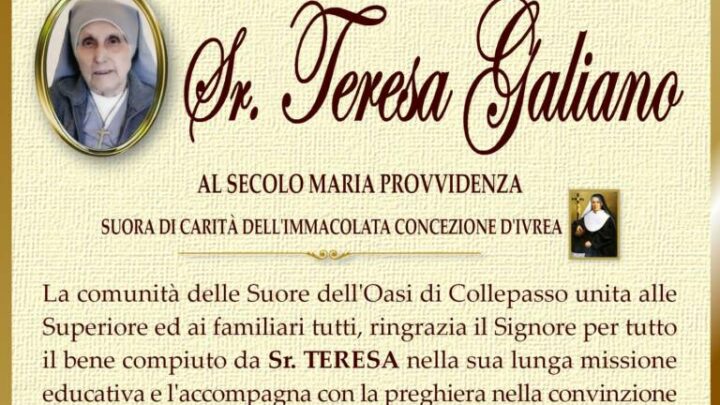 È morta Sr. Teresa Galiano