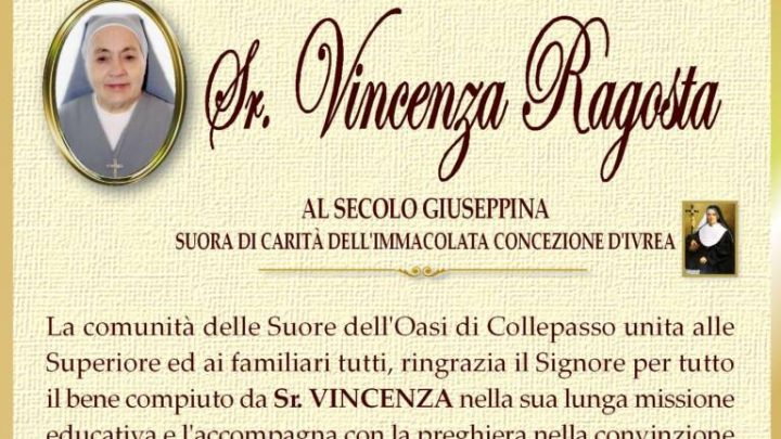 È morta Sr. Vincenza Ragosta