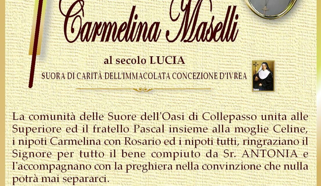 È morta Sr. Antonia Carmelina Maselli