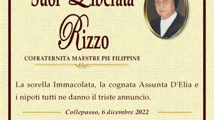 È morta Suor Liberata Rizzo