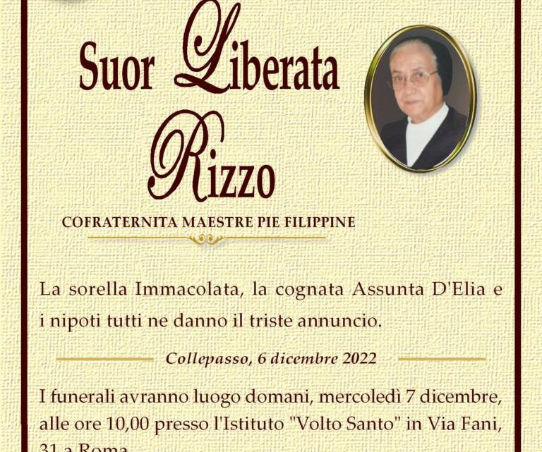 È morta Suor Liberata Rizzo