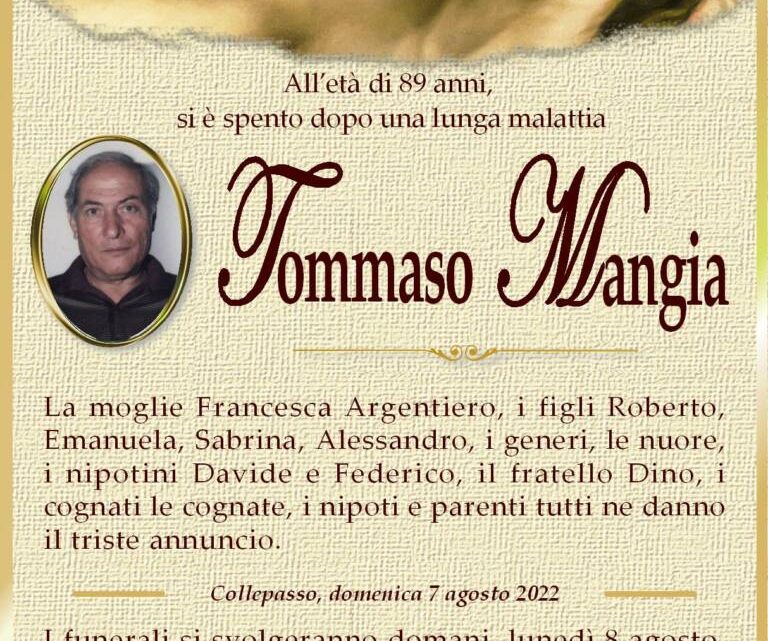 È morto Tommaso Mangia