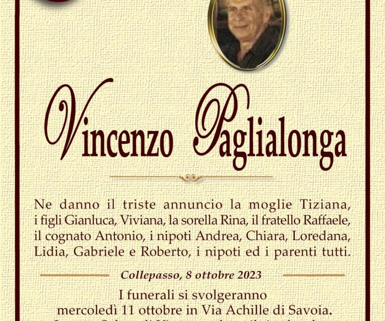 È morto Vincenzo Paglialonga