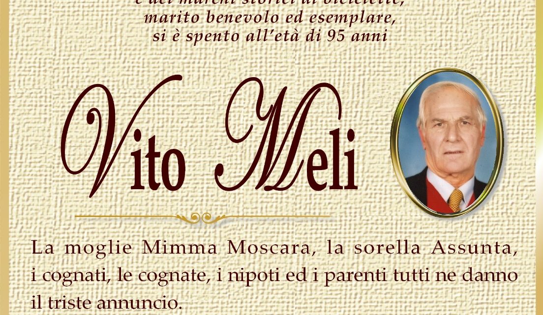 È morto Vito Meli