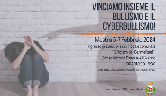 “Vinciamo insieme il bullismo e il cyberbullismo”: mostra sul bullismo a Nardò (5-7 febbraio, Chiostro dei Carmelitani)