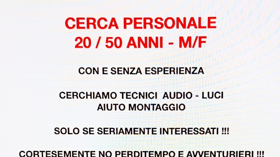 Azienda operante nel settore dello spettacolo cerca personale