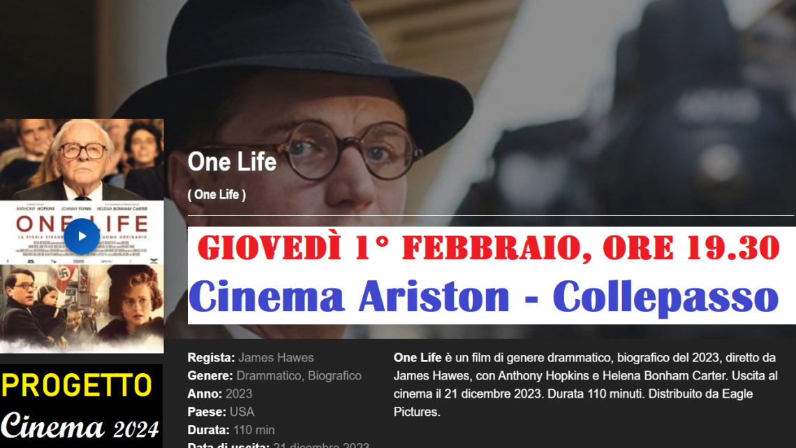 Progetto Cinema 2024: “One Life” di James Hawes (1° febbraio, ore 19.30, Cinema Ariston)