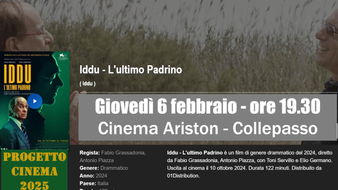 Progetto Cinema 2025: “Iddu – L’ultimo Padrino” di Antonio Piazza e Fabio Grassadonia (6 febbraio, ore 19.30)