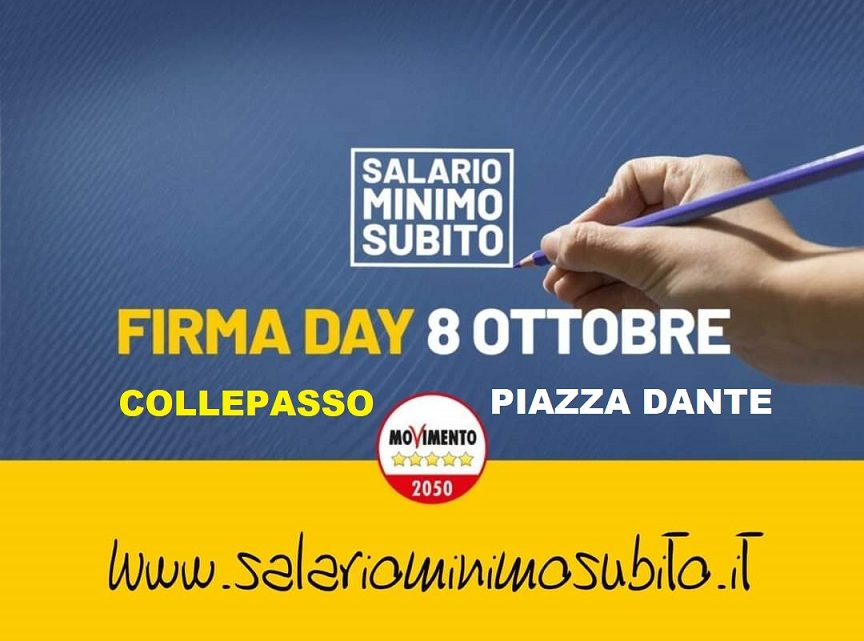 “Salario minimo subito”: a Collepasso raccolta firme del M5S (domenica 8 ottobre, ore 10-13, piazza Dante)